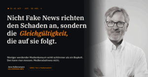 Das Bild zeigt ein Portrait von Jens Kellersmann (Autor) und den Titel von Teil 3 der Serie zu Deepfakes und EU AI-act: Wenn niemand mehr hinsieht.
