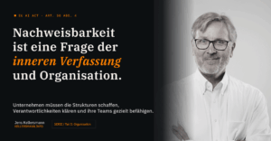 Das Bild zeigt ein Portrait des Autors Jens Kellersmann und den Titel des fünften Teils der Serie zu Deepfakes und EU AI-Act.